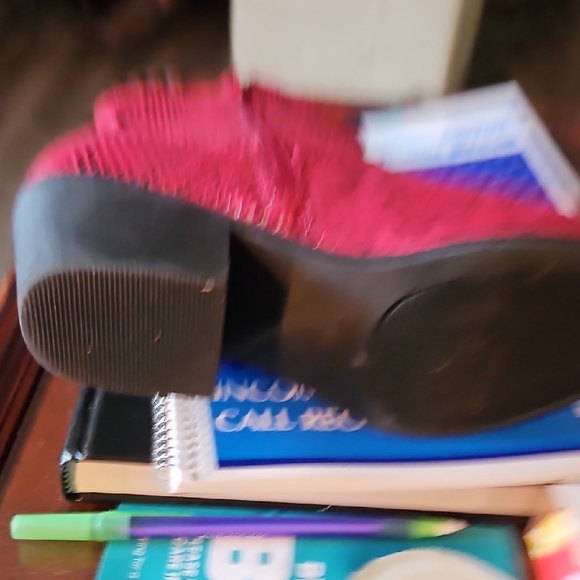 True Craft Red Patterned Ankle Boots - Picture 3 of 4